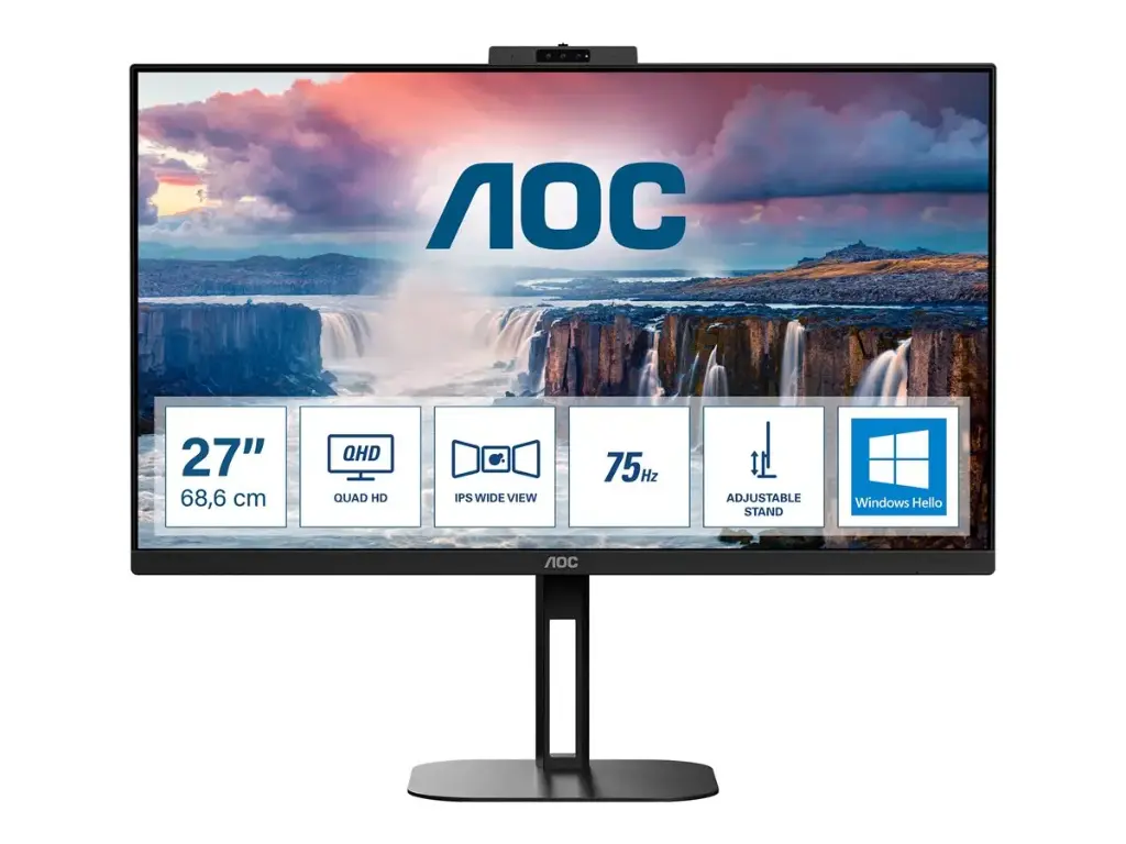 AOC Value-line Q27V5CW/BK - V5 series - LED monitor - QHD - 27" + WebCam