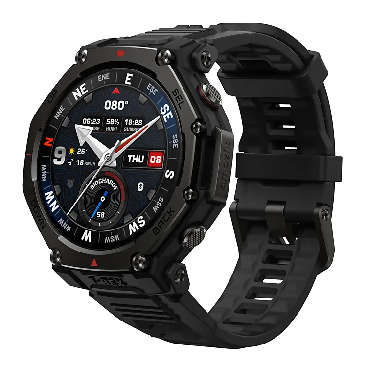Montre - Amazfit T-rex 3 Pro - 44mm - NFC - black - Autonomie de la batterie 19 jours - Fonctions de protection Résistant à l’eau - Poids 46.8 g - Bracelet Silicone avec boucle à ardillon unique - Titane, Polymère